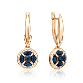 Серьги с английским замком из красного золота с сапфирами 02-5509-00-102-1110
