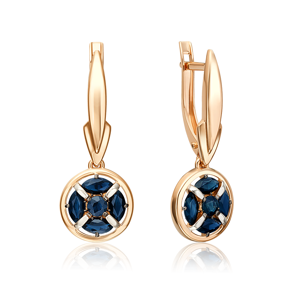 Серьги с английским замком из красного золота с сапфирами 02-5509-00-102-1110