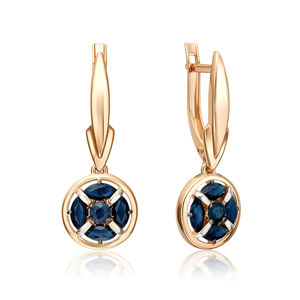 Серьги с английским замком из красного золота с сапфирами 02-5509-00-102-1110