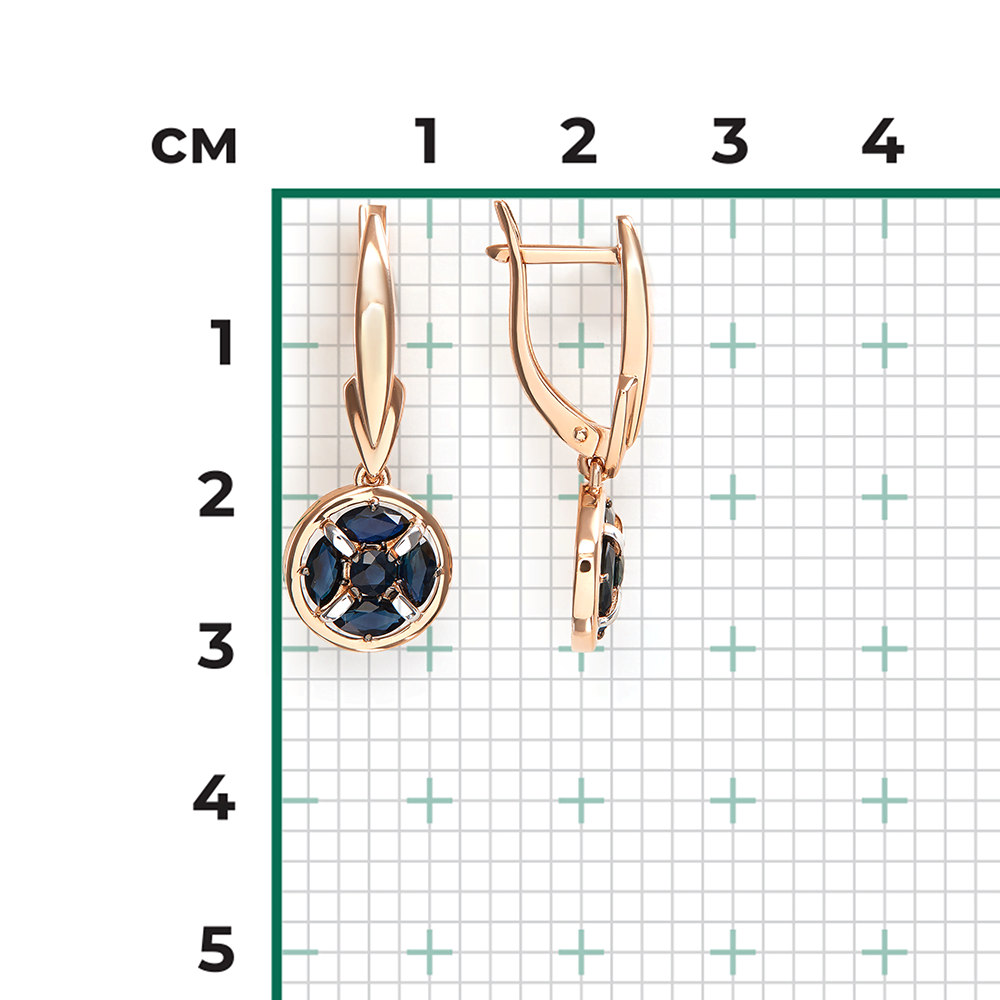 Серьги с английским замком из красного золота с сапфирами 02-5509-00-102-1110