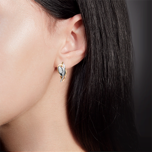 Серьги с английским замком из комбинированного золота с фианитами 02-4350-00-401-1111-24