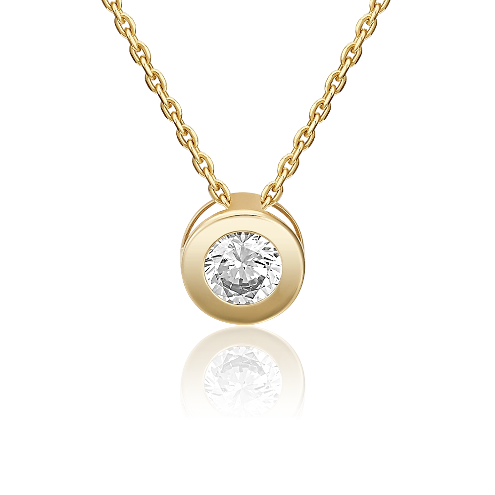 Подвеска-бегунок из лимонного золота с фианитом 03-3074-00-401-1130