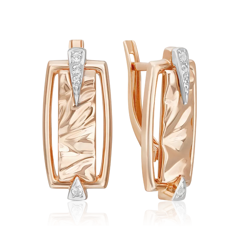 Серьги «Впечатление» с английским замком из комбинированного золота с натуральными топазами white 02-5095-00-201-1111