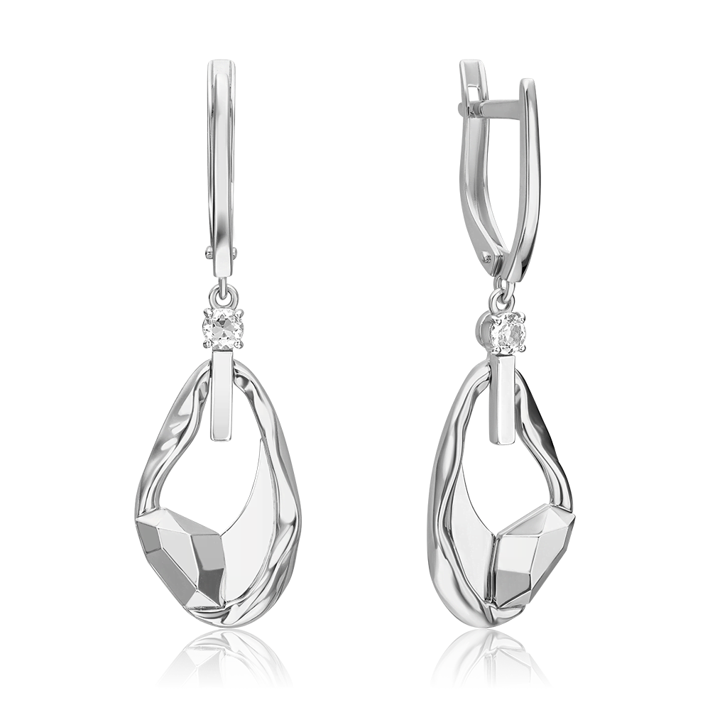 Серьги с английским замком из белого золота с натуральным топазом white 02-5025-00-201-1120