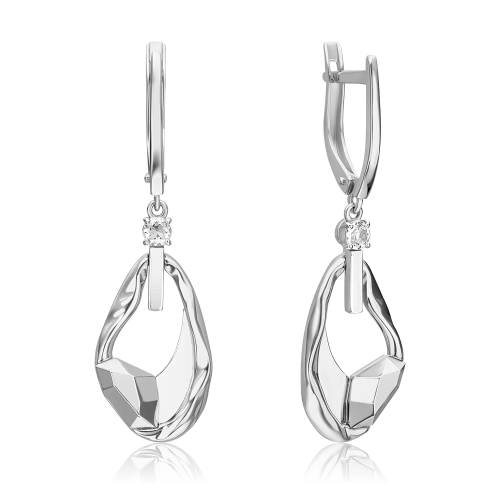 Серьги с английским замком из белого золота с натуральным топазом white 02-5025-00-201-1120