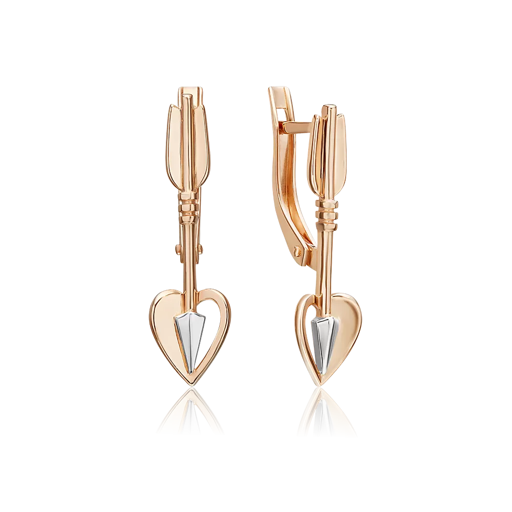 Серьги «Стрелы Купидона» с английским замком из красного золота 02-5423-00-000-1110