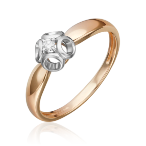 Кольцо из комбинированного золота с бриллиантом 01-5796-00-101-1111