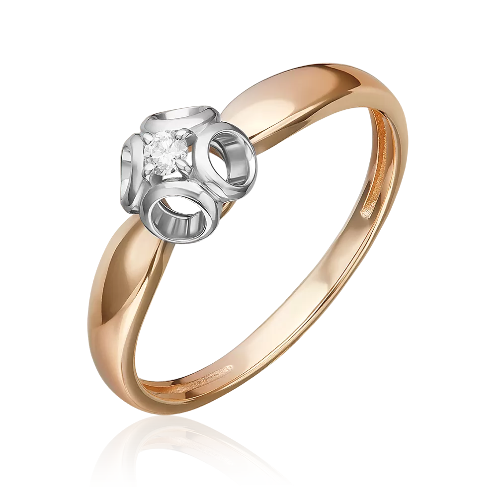 Кольцо из комбинированного золота с бриллиантом 01-5796-00-101-1111