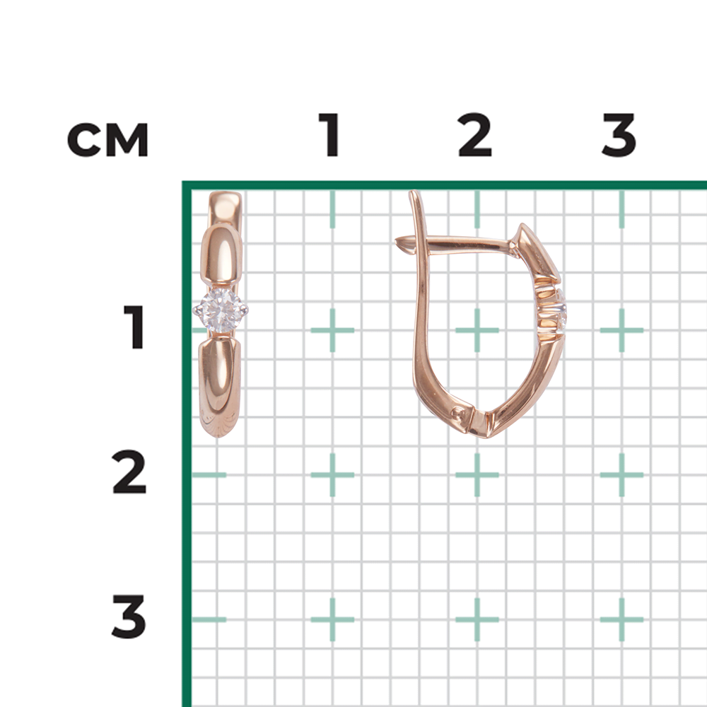 Серьги с английским замком из красного золота с бриллиантом 02-0437-00-101-1110-30