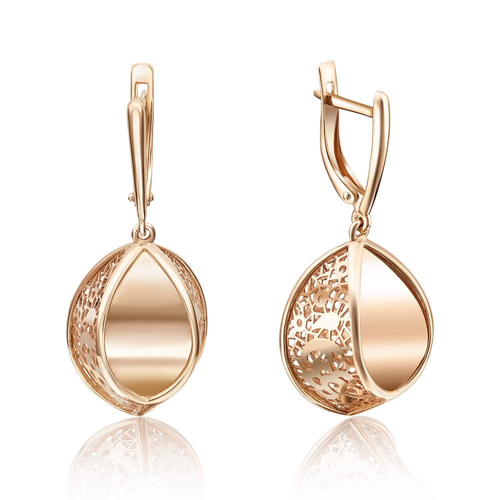 Серьги с английским замком из красного золота 02-3589-00-000-1110-48