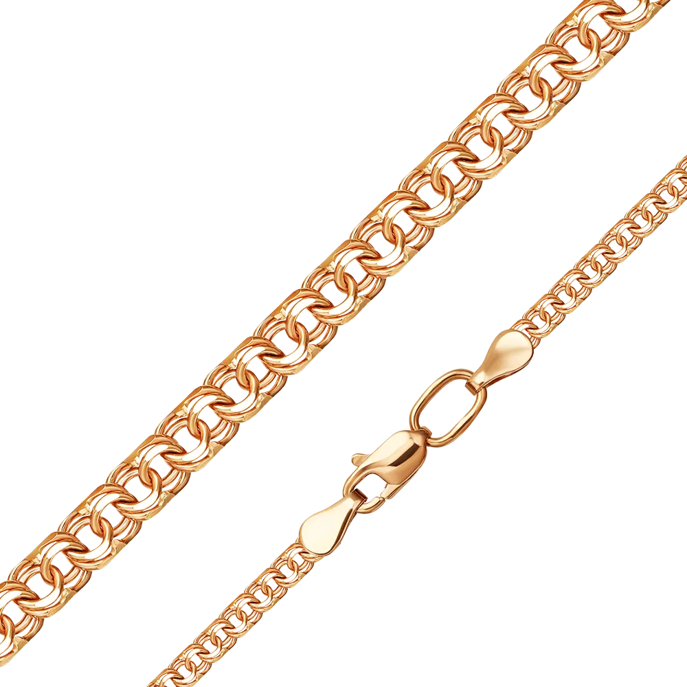 Цепь из красного золота (плетение «Бисмарк» с алмазными гранями по восьми сторонам) 21-2718-050-1110-19