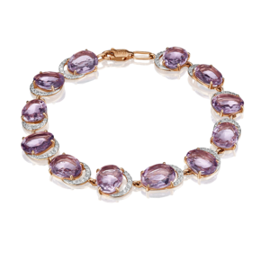 Браслет из красного золота с аметистами и фианитами 05-0527-00-209-1110-46