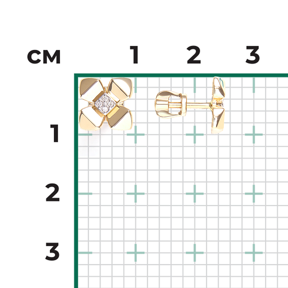 Серьги-пусеты из комбинированного золота с бриллиантами 02-4991-00-101-1121