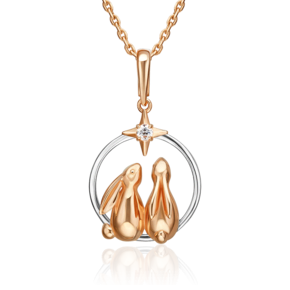Подвеска «Мечтатели» из красного золота с фианитом 03-3722-00-401-1110