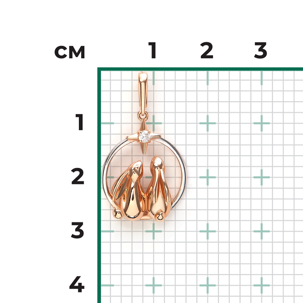 Подвеска «Мечтатели» из красного золота с фианитом 03-3722-00-401-1110
