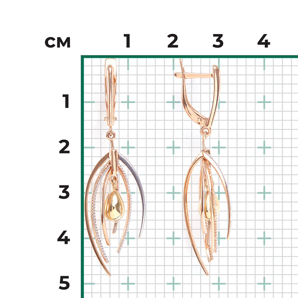 Серьги с английским замком из комбинированного золота 02-4275-00-000-1113-42