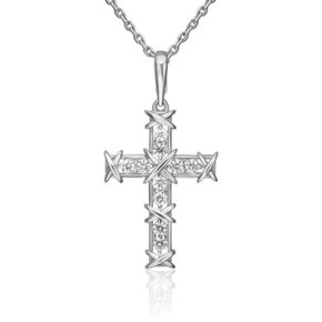 Декоративный крест из белого золота с фианитами 03-3652-00-401-1120
