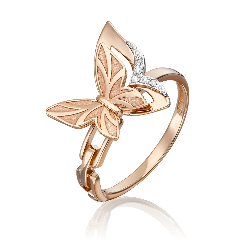 Кольцо «Бабочка. Мгновения красоты» из комбинированного золота с бриллиантами 01-5501-00-101-1111