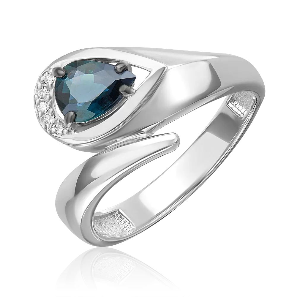 Кольцо из белого золота с сапфиром и бриллиантами 01-5729-00-105-1120