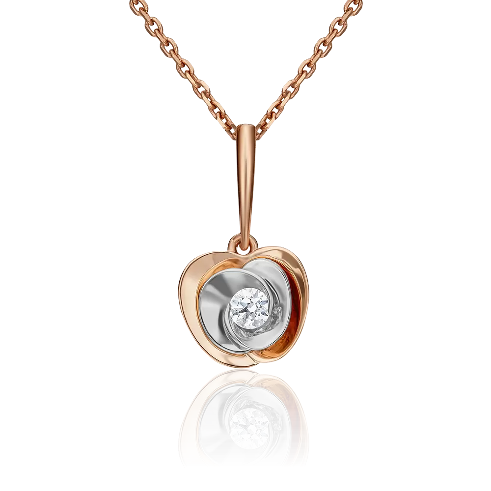 Подвеска «Яблоко» из комбинированного золота с фианитом 03-2959-00-501-1111-38