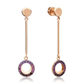 Серьги-пусеты из красного золота с гранатами и аметистами 02-4488-00-257-1110-57