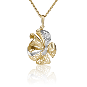 Подвеска «Бант» из лимонного золота с фианитами 03-2916-00-401-1130-48