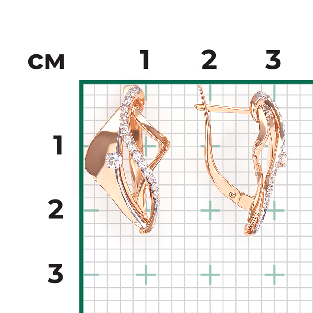 Серьги с английским замком из красного золота с фианитами 02-4339-00-401-1110-23