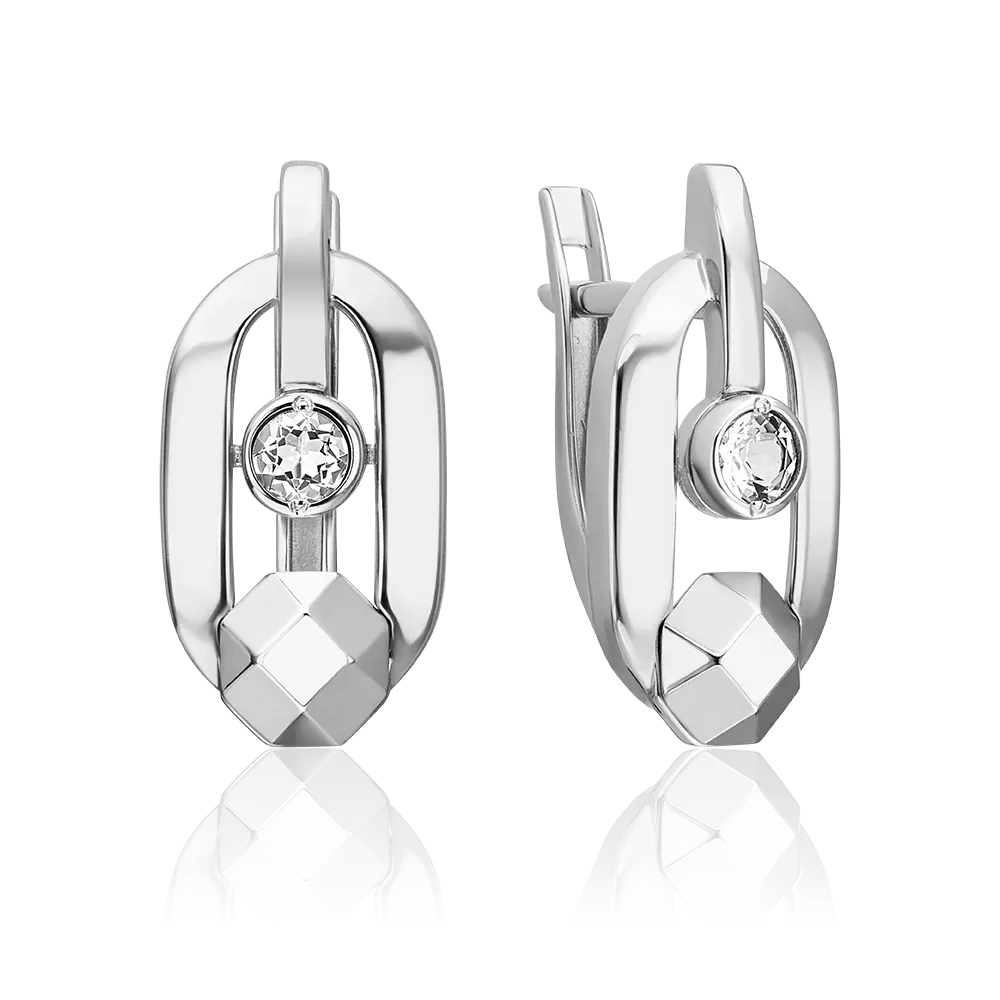 Серьги с английским замком из белого золота с натуральным топазом white 02-5050-00-201-1120