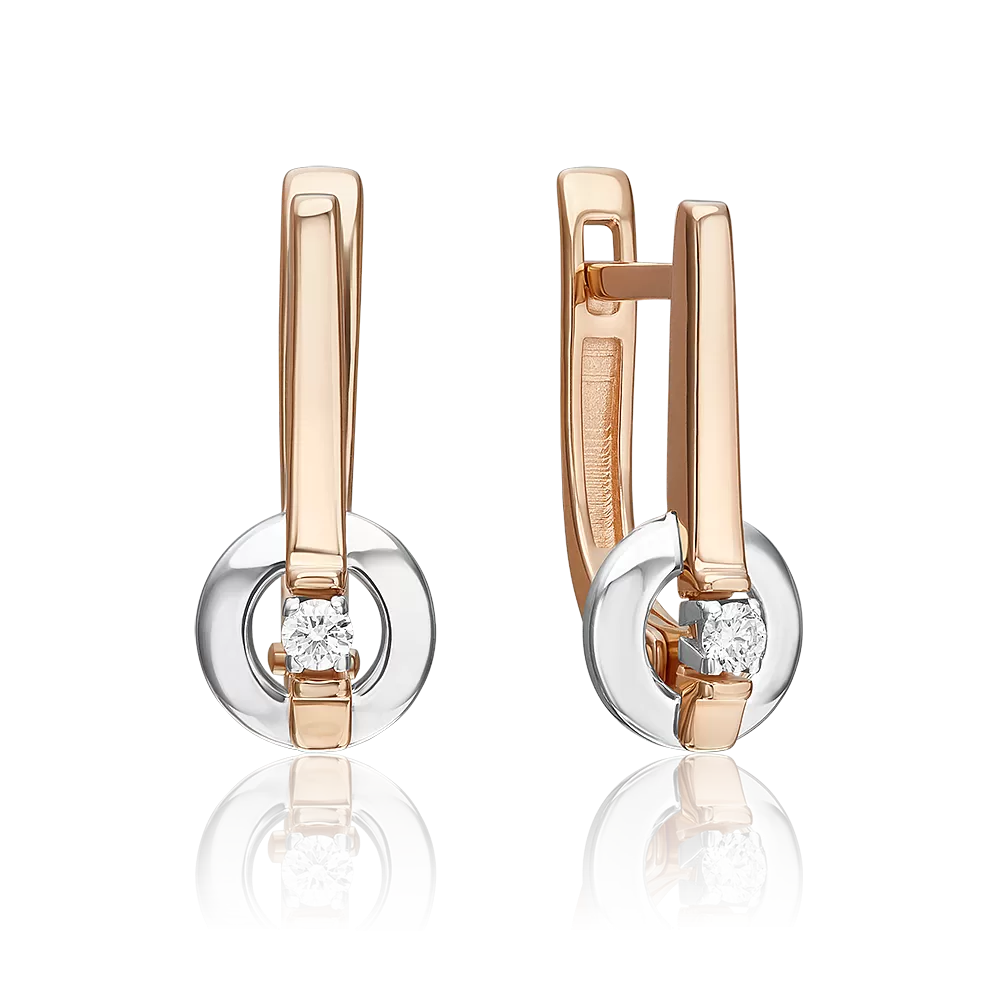 Серьги с английским замком из комбинированного золота с бриллиантом 02-5359-00-101-1111