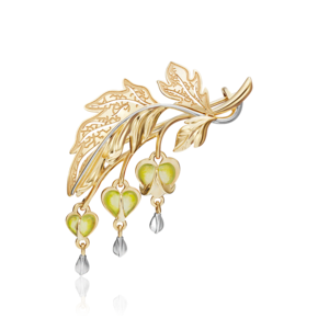 Брошь «Дицентра» из лимонного золота с эмалью 04-0177-00-000-1130-48