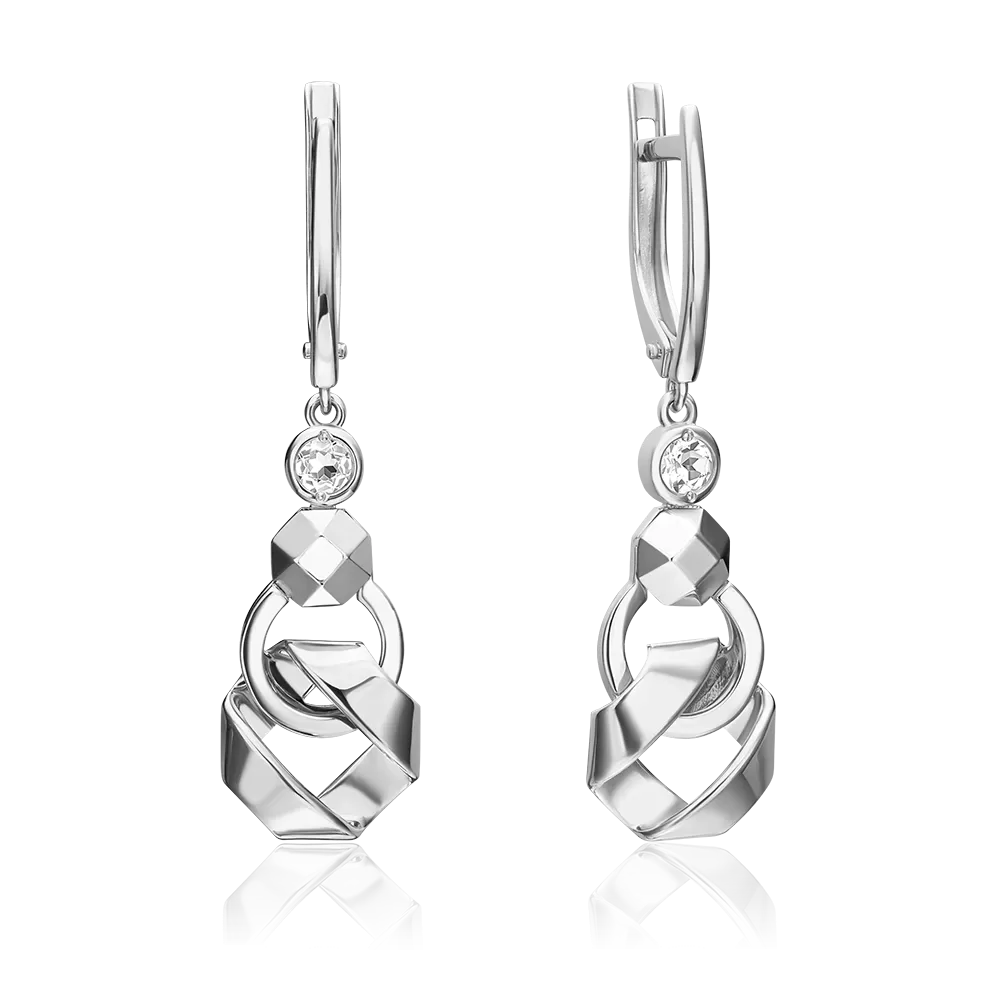 Серьги с английским замком из белого золота с натуральным топазом white 02-5031-00-201-1120