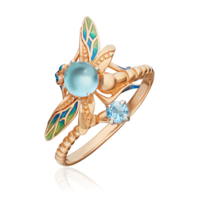 Кольцо «Стрекоза» из красного золота с топазами и эмалью 01-5458-00-201-1110-57