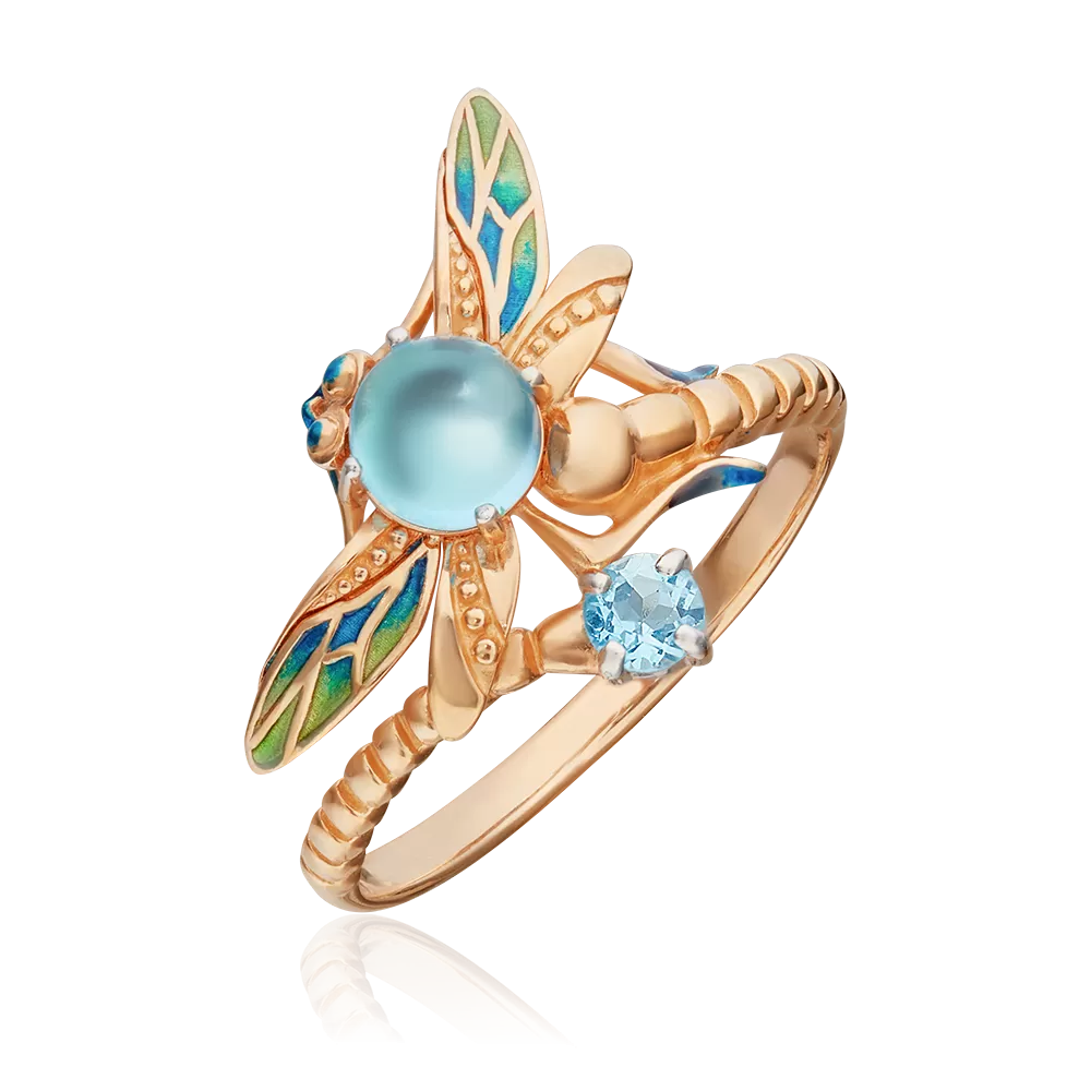 Кольцо «Стрекоза» из красного золота с топазами и эмалью 01-5458-00-201-1110-57