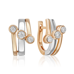 Серьги с английским замком из комбинированного золота с бриллиантами 02-5238-00-101-1111