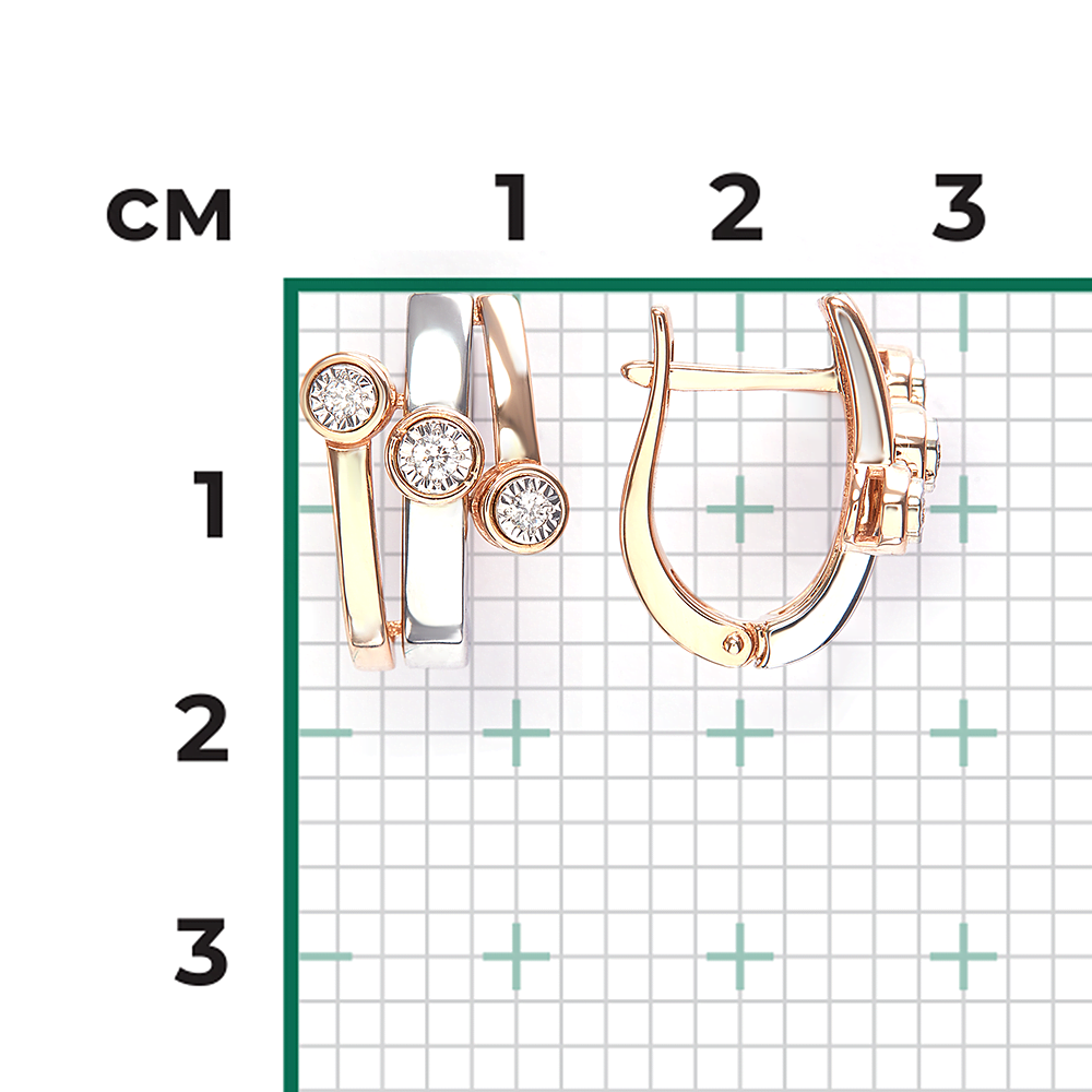 Серьги с английским замком из комбинированного золота с бриллиантами 02-5238-00-101-1111