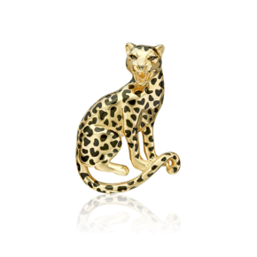Брошь «Леопард» из лимонного золота с эмалью 04-0300-00-000-1130