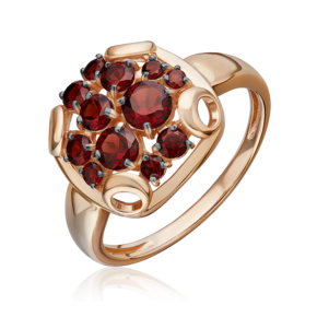 Кольцо из красного золота с гранатами