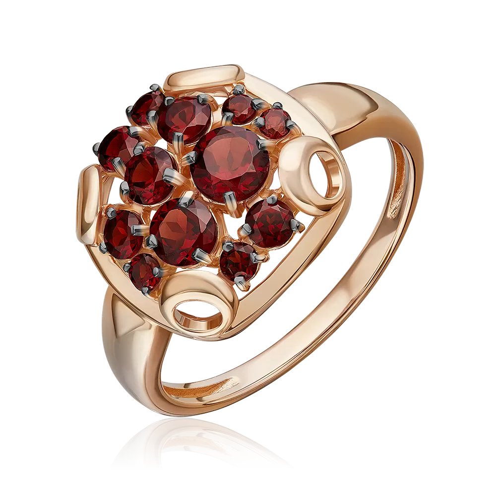 Кольцо из красного золота с гранатами 01-5829-00-204-1110