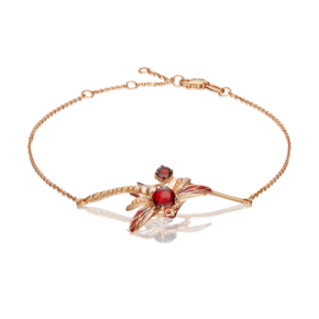 Браслет «Стрекоза» из красного золота с гранатами и эмалью 05-0649-00-204-1110-57