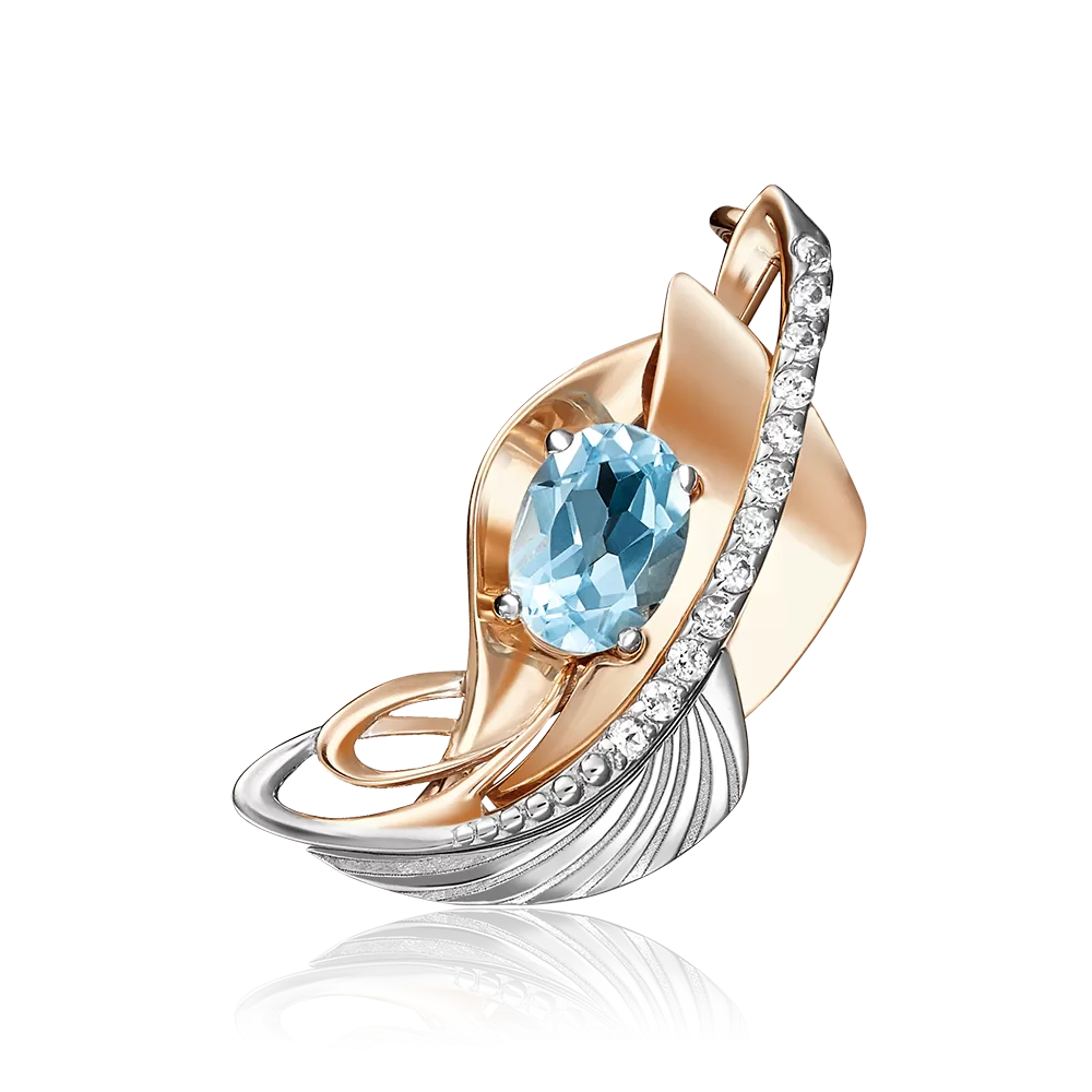 Брошь из комбинированного золота с топазом и натуральными топазами white 04-0190-00-201-1111-57