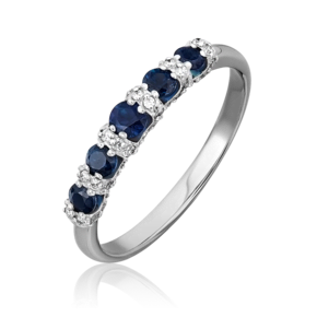 Кольцо из белого золота с сапфирами и бриллиантами