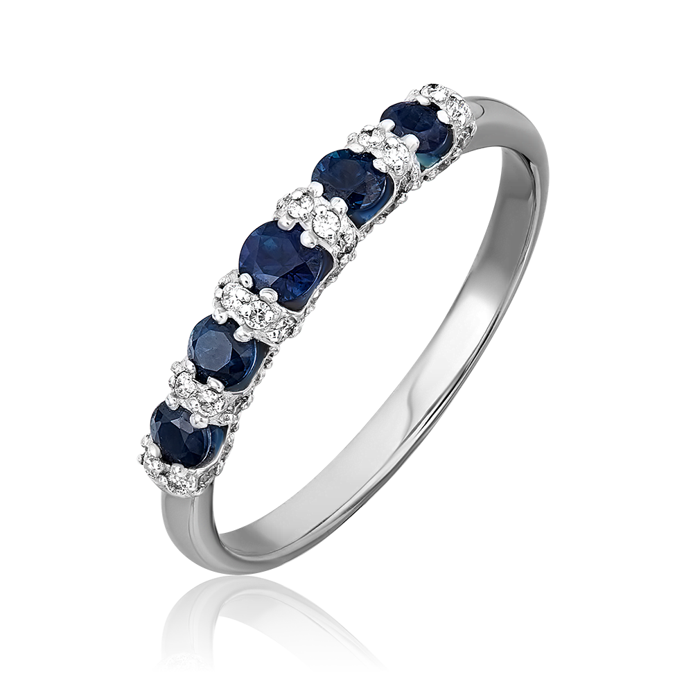 Кольцо из белого золота с сапфирами и бриллиантами 01-5539-00-105-1120-30