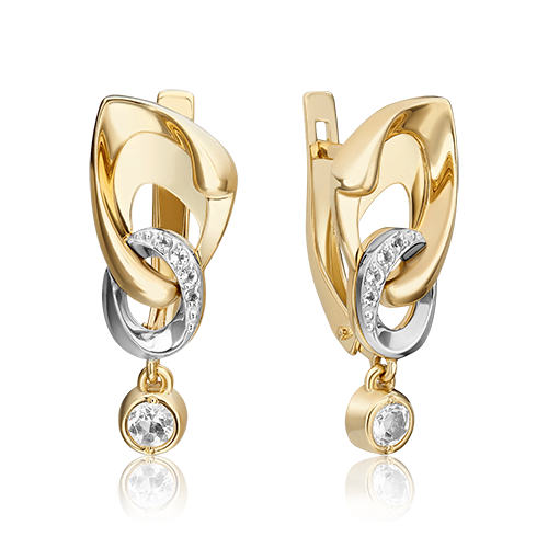 Серьги «Настроение» из комбинированного золота с натуральными топазами white 02-4844-00-201-1121