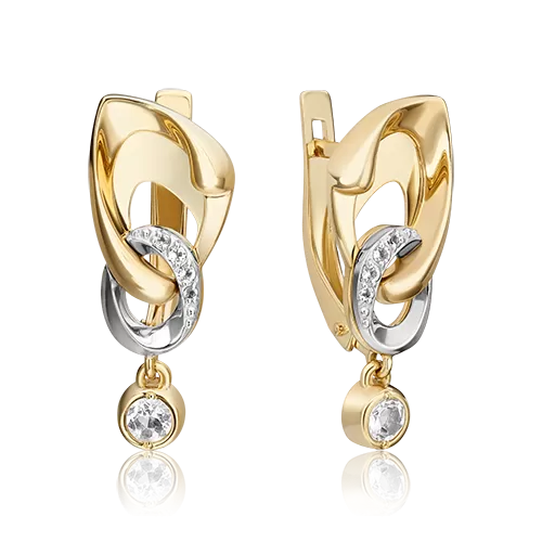 Серьги «Настроение» из комбинированного золота с натуральными топазами white 02-4844-00-201-1121