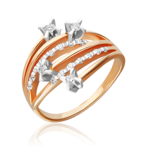 Кольцо из красного золота с бриллиантами