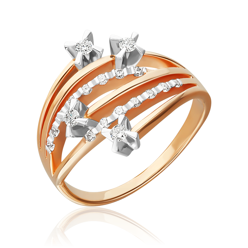 Кольцо из красного золота с бриллиантами 01-0093-01-101-1110