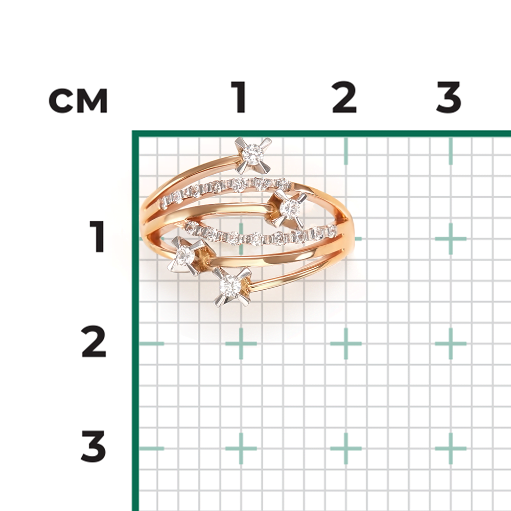 Кольцо из красного золота с бриллиантами 01-0093-01-101-1110