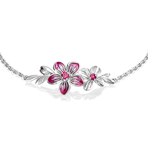 Браслет «Плюмерия» из серебра с гранатами и эмалью 05-0692-00-204-0200-69