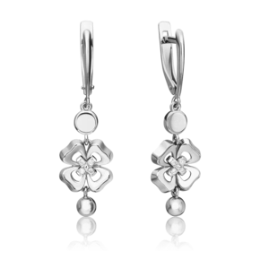 Серьги «Клевер. Незабываемые моменты» с английским замком из белого золота с бриллиантами 02-4815-00-101-1120