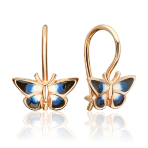 Детские серьги «Бабочки» с французским замком из красного золота с эмалью 02-3042-06-000-1110-25